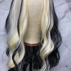 Black and Blonde Streak Hair Wig